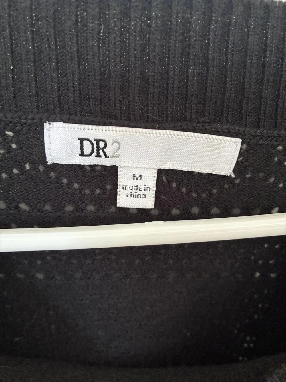 DR2 Black Pointelle Crewneck Sweater